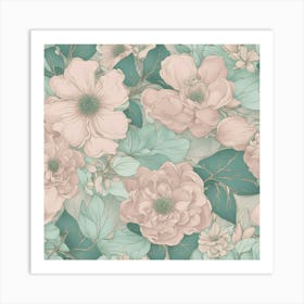 Pink Flowers Wallpaper 4 Art Print