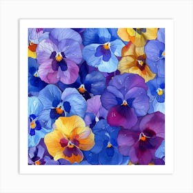 Pansies Seamless Pattern 3 Art Print