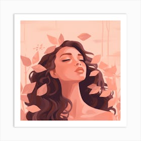 Portrait Of A Woman With Leaves 4 Art Print