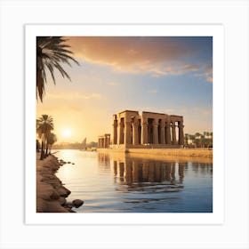 Egyptian Temple-River Nile Art Print