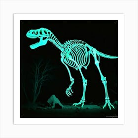 Glow In The Dark Dinosaur Skeleton 3 Art Print