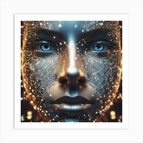 Futuristic Woman'S Face Art Print