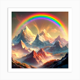 Rainbow Over Mountains Art Print