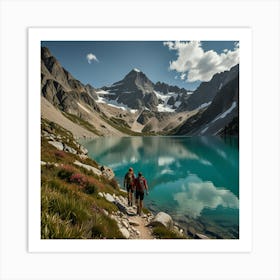 Two Hikers On A Trail Art Print