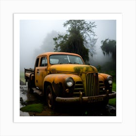 Old Truck In The Fog 5 Art Print