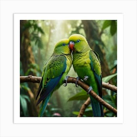 Default Green Jungle Parakeets Art 0 Art Print