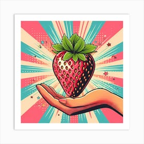 Strawberry In Hand Art Print