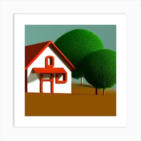 House With Trees Art Print