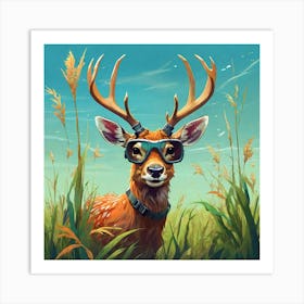 Deer In The Grass 6 Art Print