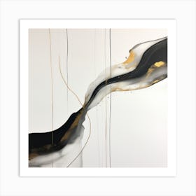 Black Gold Splash Waves 4 1 Art Print