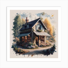 Cottage In The Woods Art Print