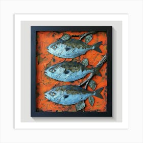 Three Fish On A Branch Art Print