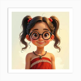 Little Girl With Glasses 1 Art Print