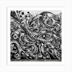 Abstract Black And White Graffiti Art Print