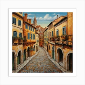 Cobblestone Street 3 Art Print