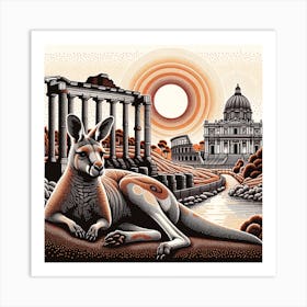 Kangaroo In Rome 3 Art Print