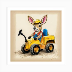 Deer Driving A Bulldozer Art Print