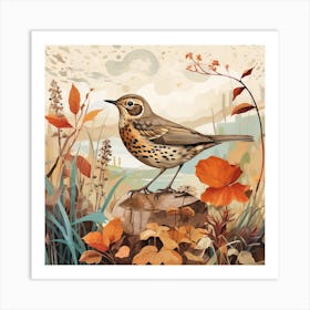 Bird In Nature Hermit Thrush 4 Art Print