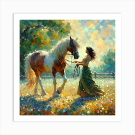 Girl And A Horse 4 Art Print