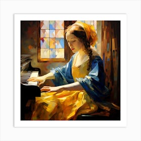 Girl Playing The Piano Art Print