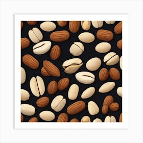 Almonds On Black Background 1 Art Print