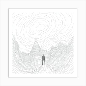 Man Standing On Top Of Mountain Art Print