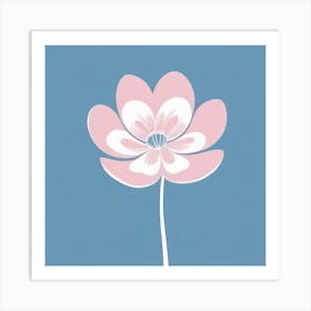 A White And Pink Flower In Minimalist Style Square Composition 61 Art Print