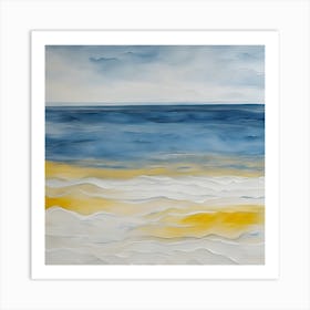 Abstract 'Sea' Blue and Yellow Art Print