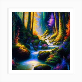 Waterfall In The Forest 6 Art Print