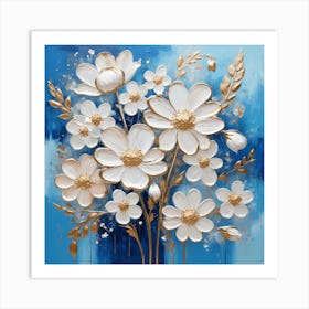 Abstract White Daisies Art Print