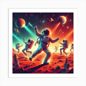 Astronauts On Mars Art Print