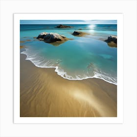 Gleaming Light across the Sea on Golden Beach Art Print