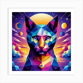 Zinnia Low Poly Cat Art Print