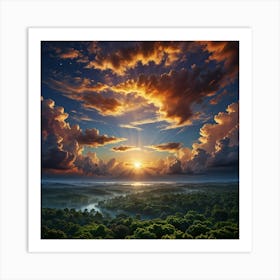 Sunrise Over The Forest Art Print