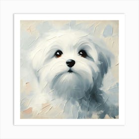 Adorable Maltese Dog Oil Painting 3 Art Print