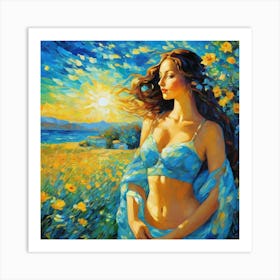 Girl In A Blue Dressghhh Art Print