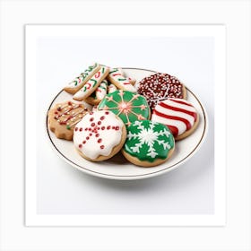 Christmas Cookies On A Plate Art Print