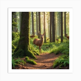 Deer in the Woods Art Print