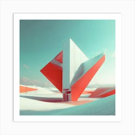 Red and White Structure Art Print