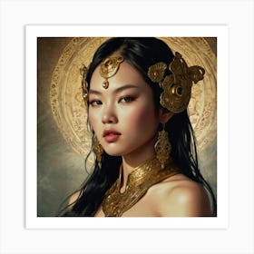 Asian Beauty The Magic of Watercolor: A Deep Dive into Undine, the Stunningly Beautiful Asian Goddess Art Print