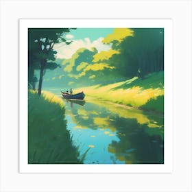 Boat On A River 4 Art Print