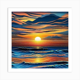 Sunset Over The Ocean 106 Art Print