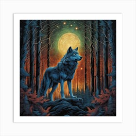 Wolf In The Woods 35 Art Print