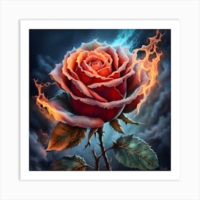 Fire Rose Art Print