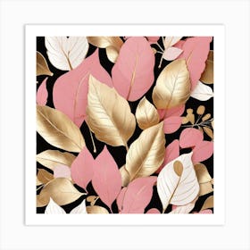 Golden and blue leaves 2 Art Print