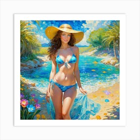 Girl On The Beach dghk Art Print