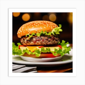 Hamburger On A Plate 6 Art Print