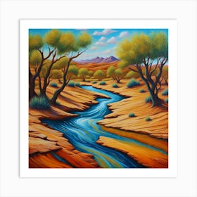 Desert Serenity: River’s Melody Through Sun-Kissed Sands Art Print