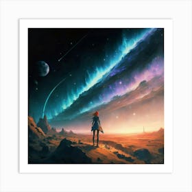 Girl In Space Art Print