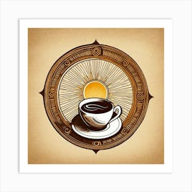 Coffee cup on Sun design Art Print